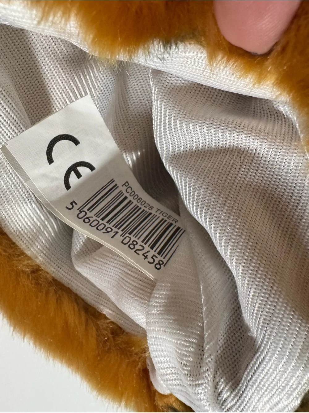 The Puppet Company Long Sleeve Tiger Puppet 15” orange and black.